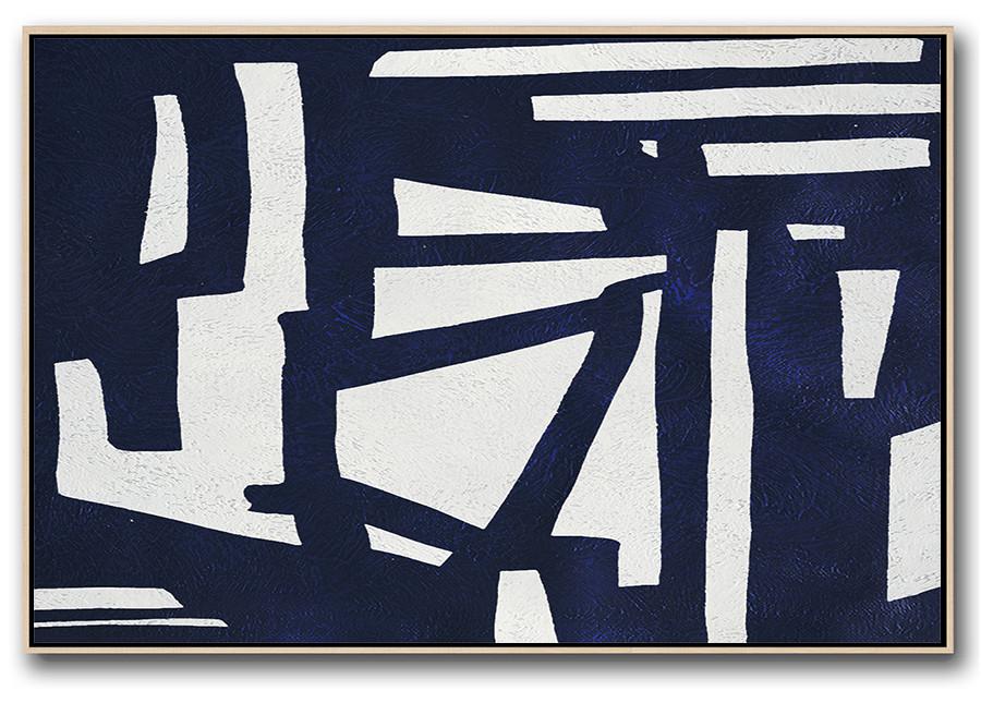 Horizontal Navy Blue Minimal Art #NV298C